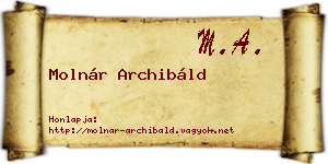 Molnár Archibáld névjegykártya